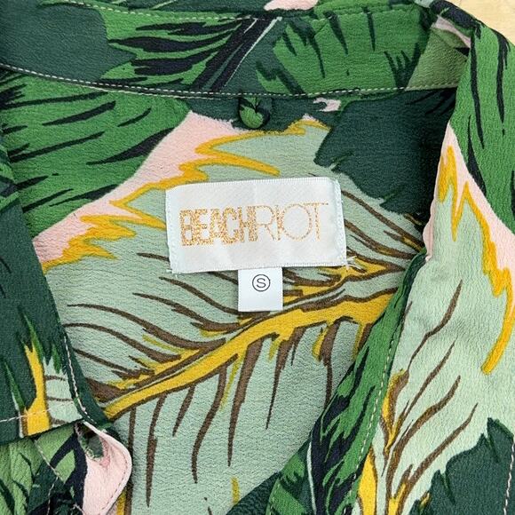 Beach Riot X Revolve Womens Size S Sunny Top in Pink Palm Button Down *TINY FLAW - Picture 12 of 16